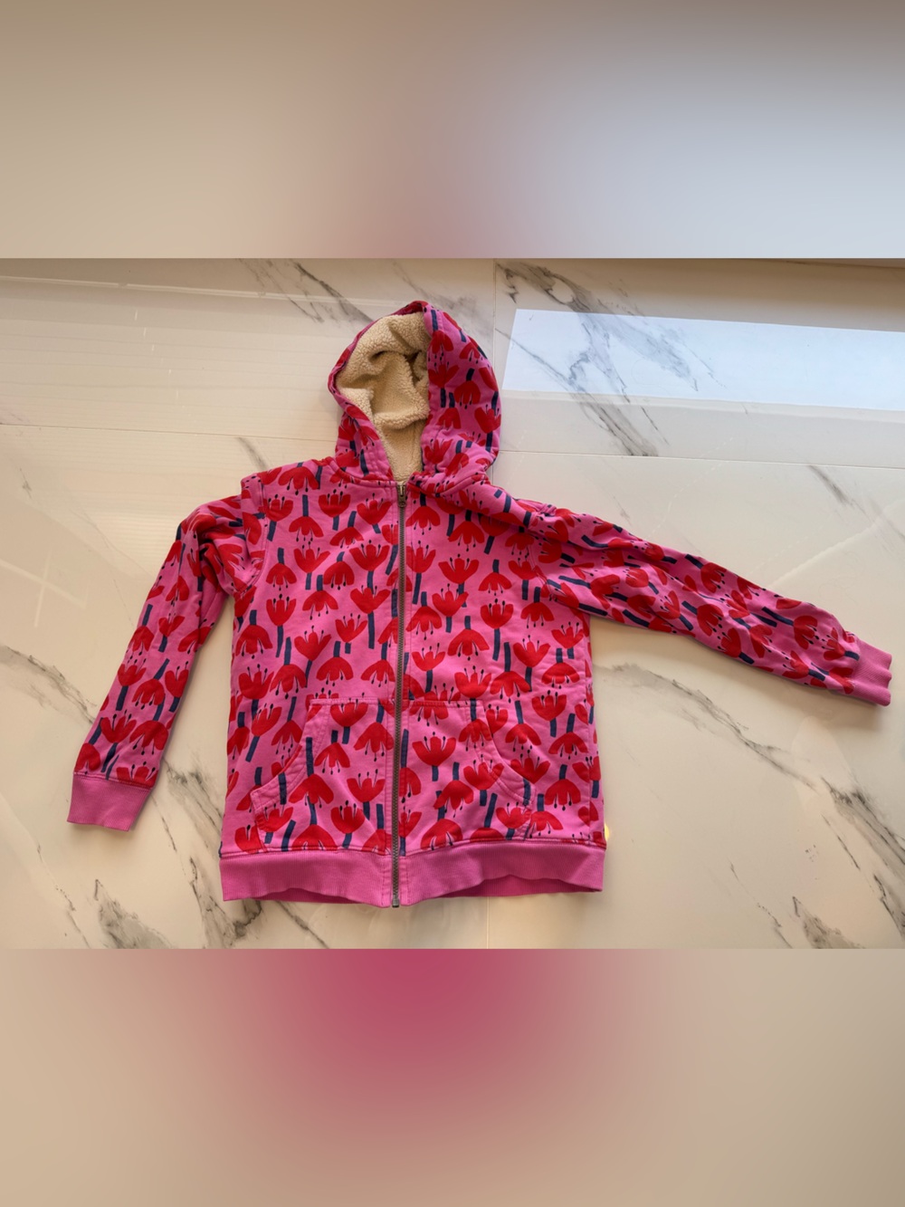 Hanna Andersson Pink Floral Zip Hoodie
